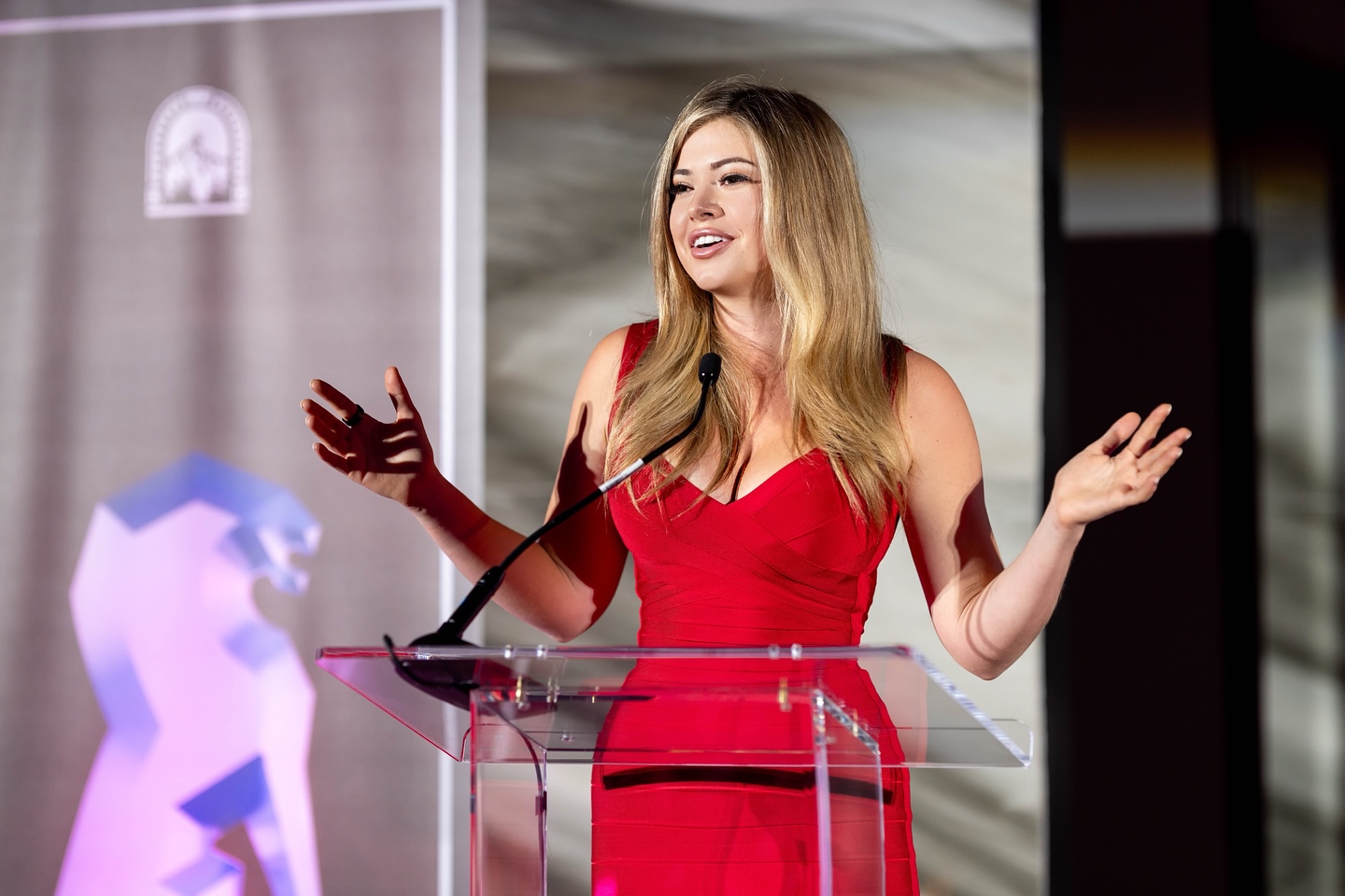 Natalie Winters at Podium